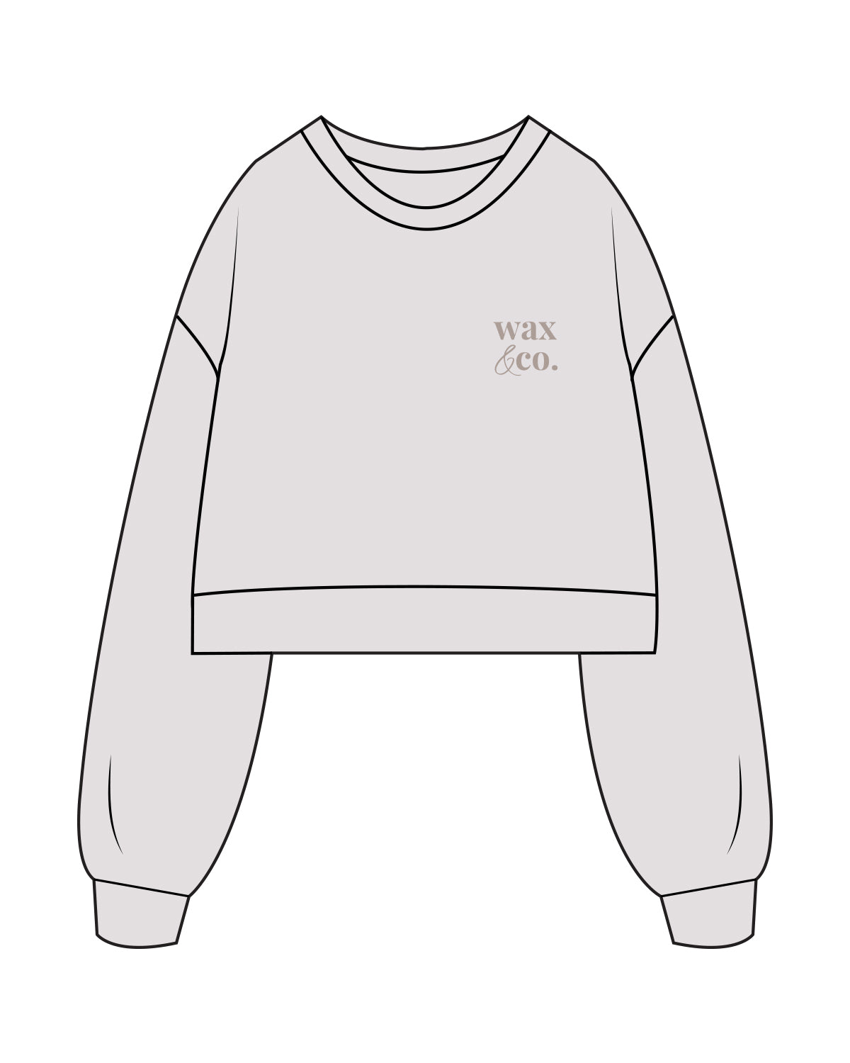 The Womens Crop Crewneck - Bone - Wax & Co - Left Chest Stacked - Tone on Tone