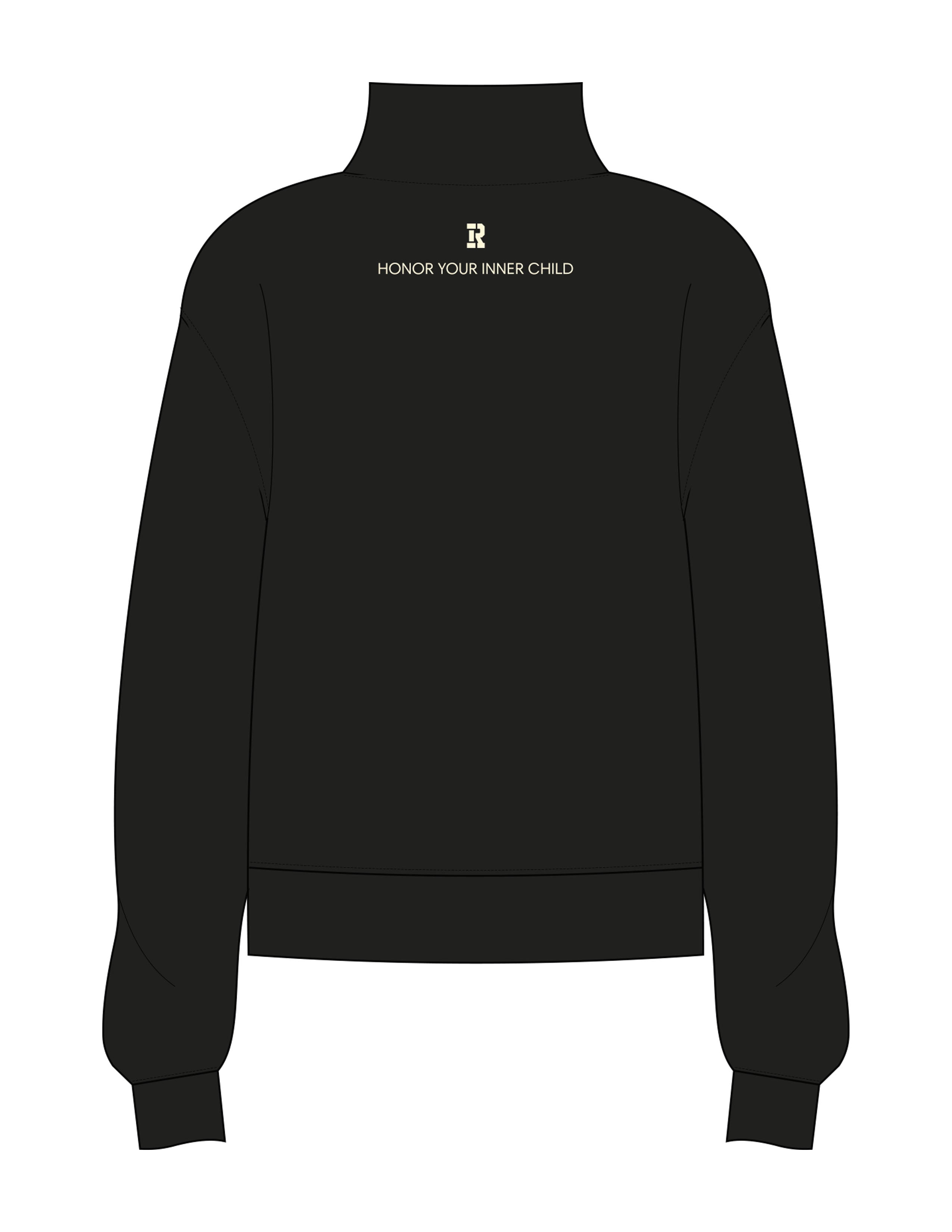 The Womens 1/4 Zip - Black - Recess Fitness - Left Chest Stacked & Back Neckline - Printed - Cream