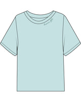 The Midweight Crop Tee - Turquoise - Barre Life - Front Neckline - Embroidered - Tone on Tone