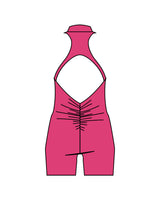 The High Neck Zip Jumpsuit - Pink - The Whole You Wellness - Left Chest - Printed - White