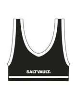 The Piped Bra - Black - Saltvault - Left Chest & Center Back - Printed - White