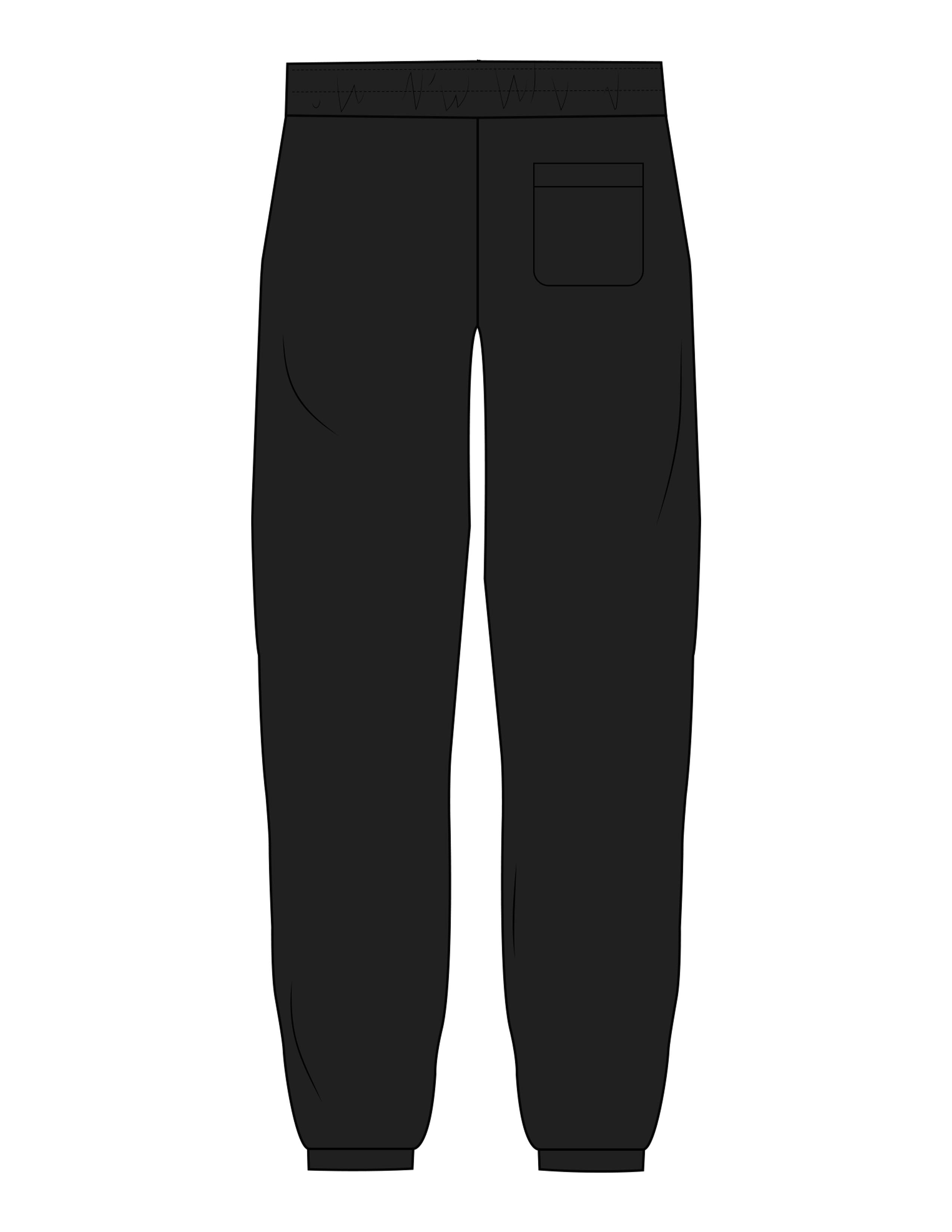 The Womens Sweatpants - Black - Fit 5 - Left Leg - Embroidered - White
