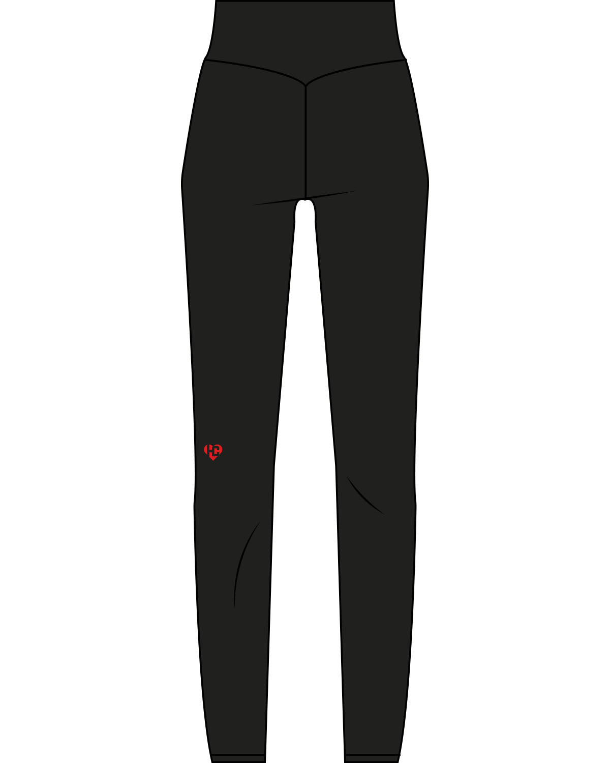 The Basic Legging - Black - HeartCore - Back Left Leg - Printed - Red