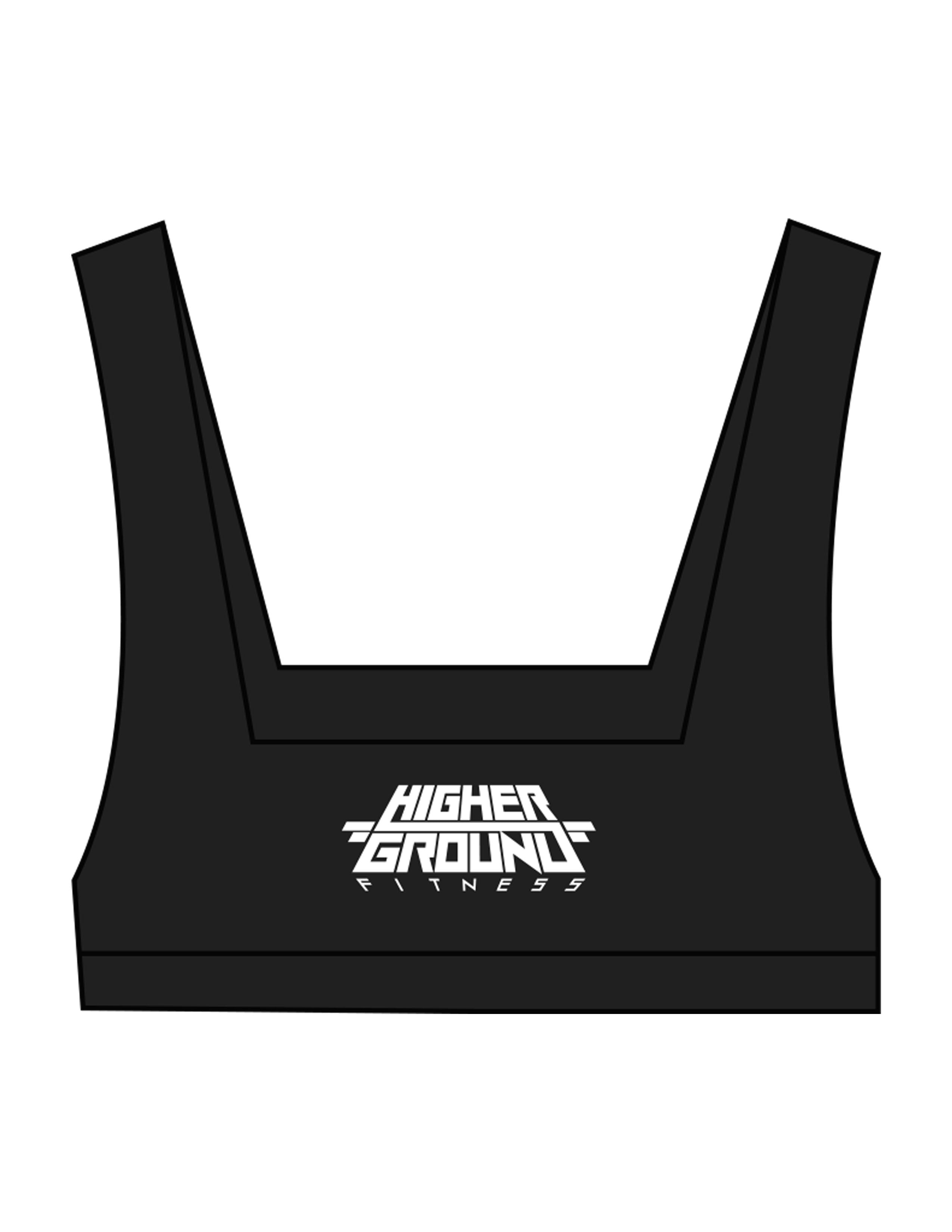 The Box Cut Bra - Black - Higher Ground - Back Stacked - Printed - White