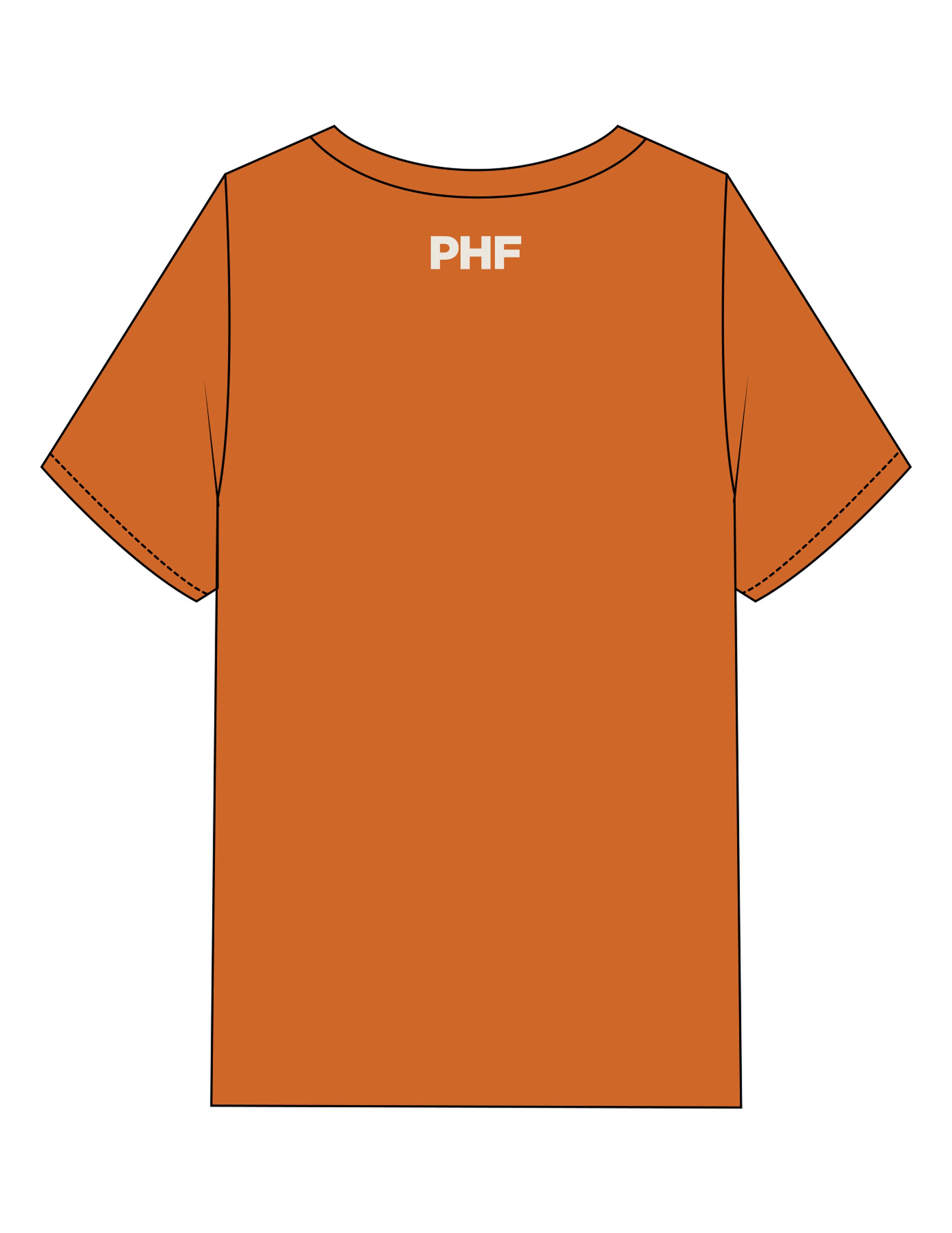 The Mens Heavyweight Tee - Cinnamon - Powerhouse Fitness - Full Front & Back Neckline - Printed - Off White