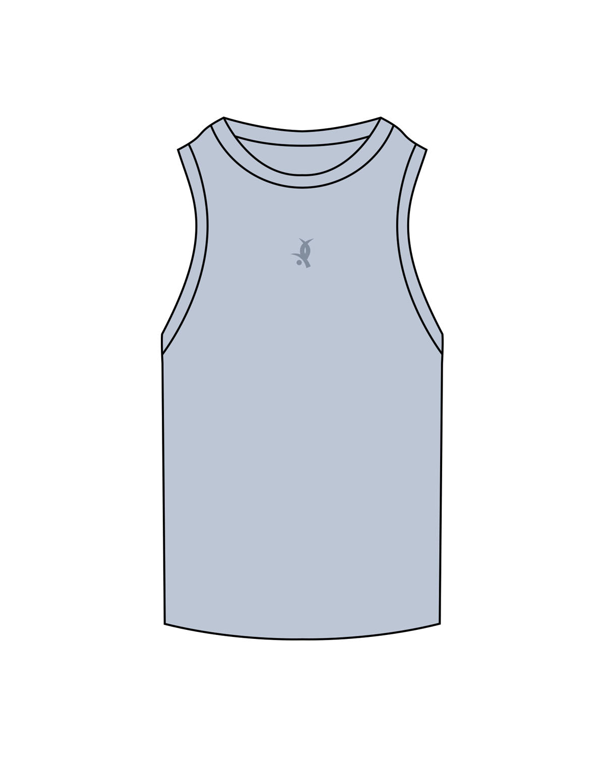 The Ribbed Full Length Tank - Powder  - White House - Center Chest - Embroidered - Tone on Tone