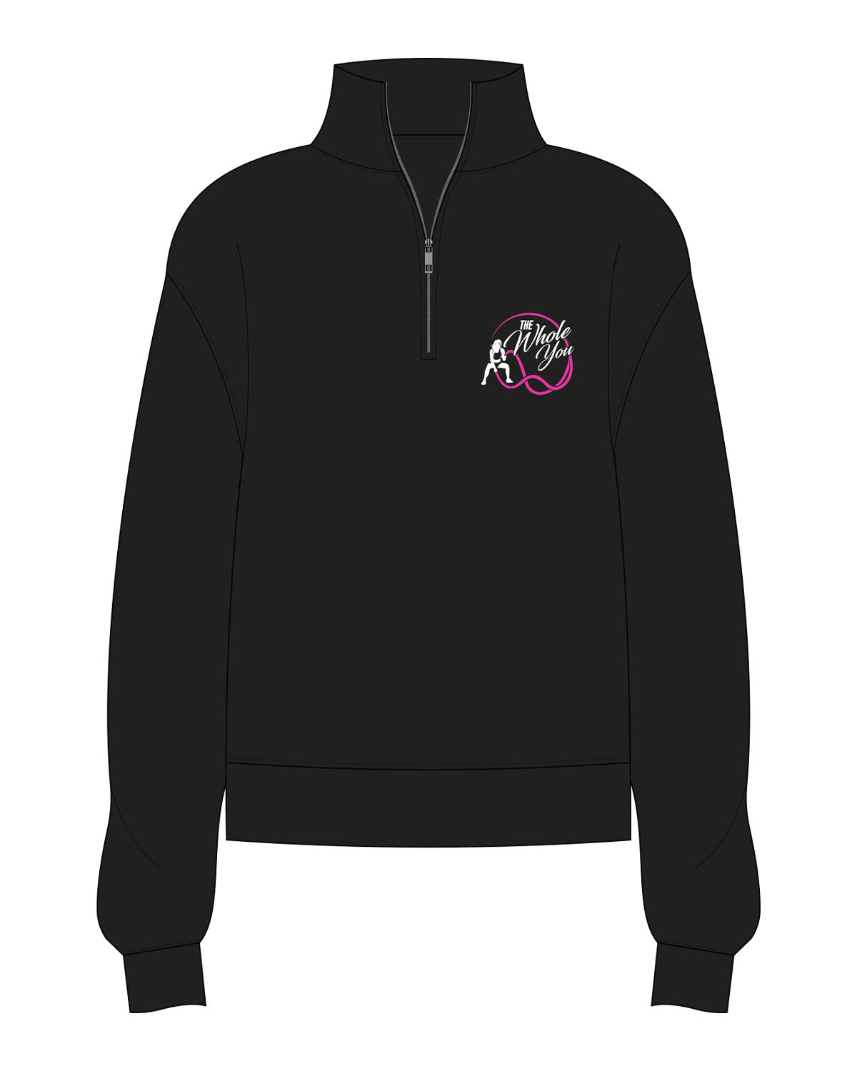 The Womens 1/4 Zip - Black - The Whole You Wellness - Left Chest - Printed - Full Color