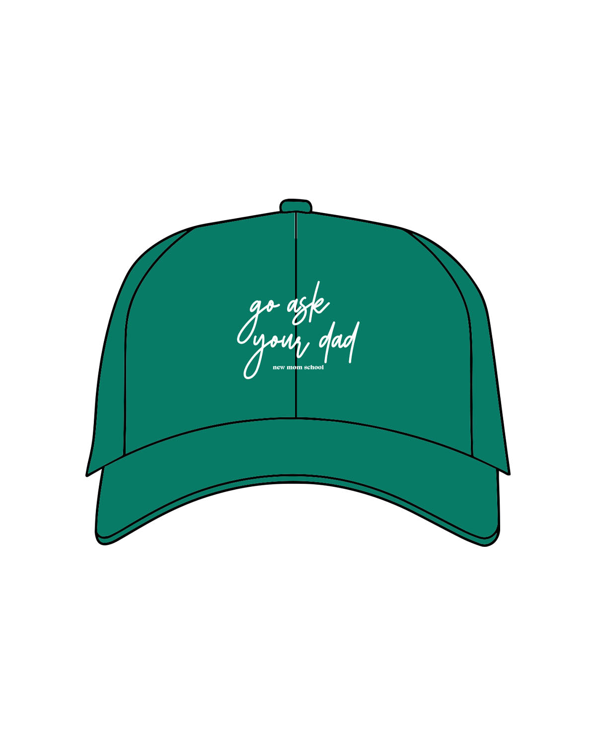The Dad Hat - Apple - New Mom School - Center Crown Stacked - Embroidered - White
