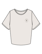 The Crop Tee - Bone - Velvaere -  Left Chest & Back Stacked "SADDLE UP" - Printed - Full Color