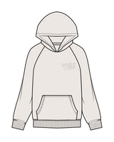 The Womens Hoodie - Bone - Vibe Hot Yoga & Pilates- Left Chest Stacked & Back Center Stacked - Printed - Tone on Tone