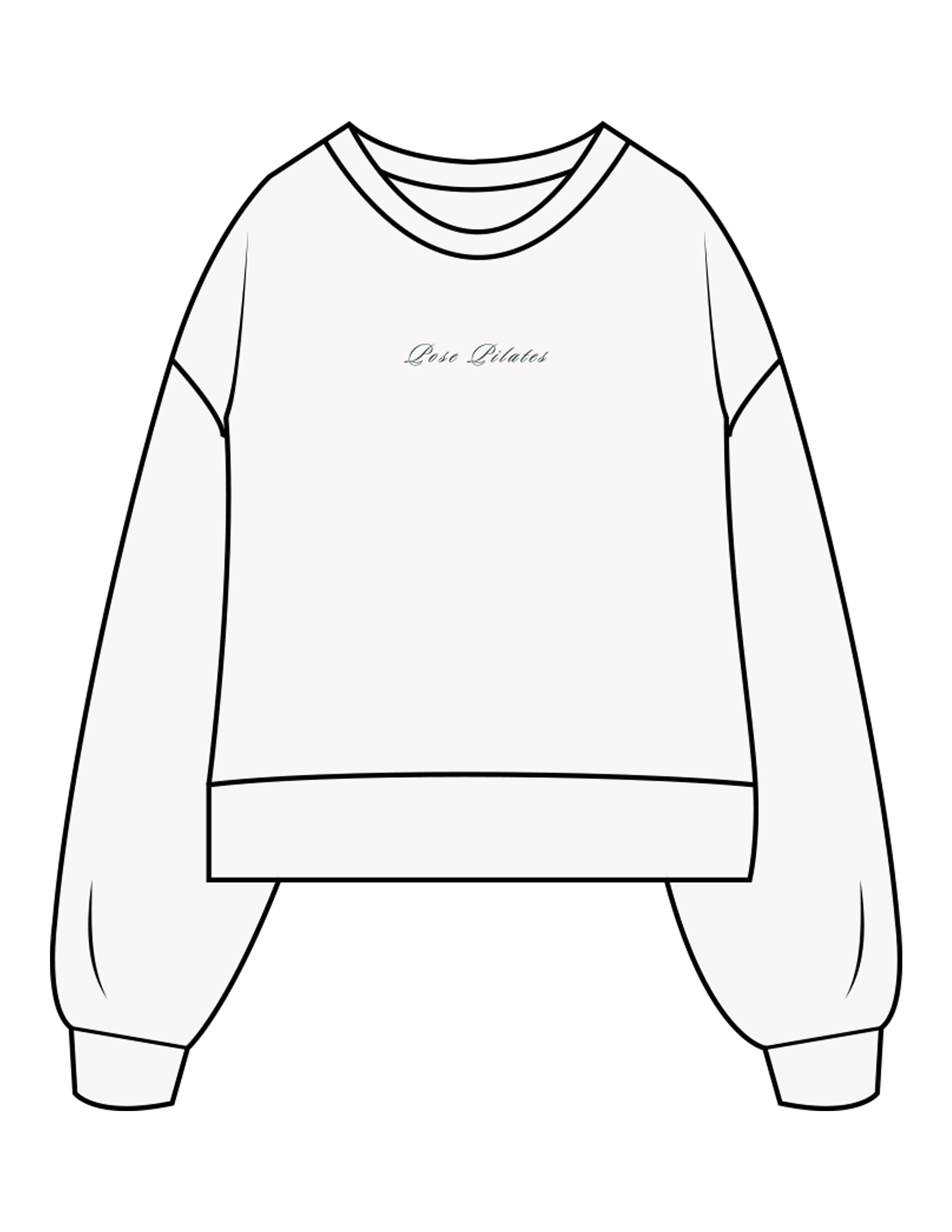 The Womens Heavyweight Crop - Off White - Pose Pilates - Center Chest - Embroidered - Dark Green