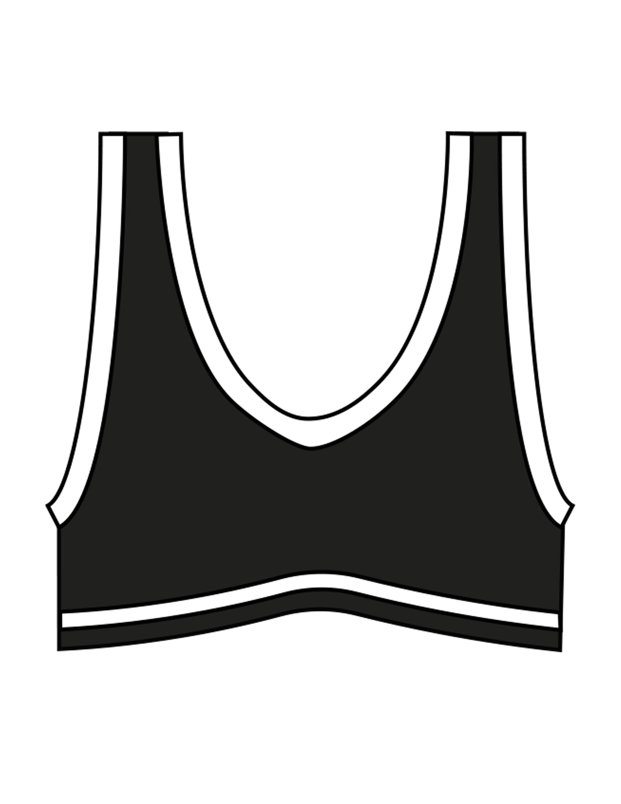 The Piped Bra - Black - Higher Ground - Center Back "CUBE" - Printed - White