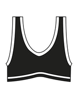 The Piped Bra - Black - Higher Ground - Center Back "Pyramid" - Printed - White