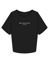 The Crop Tee - Black - HUSTL Athletic Club - Chest Stacked - Printed - White
