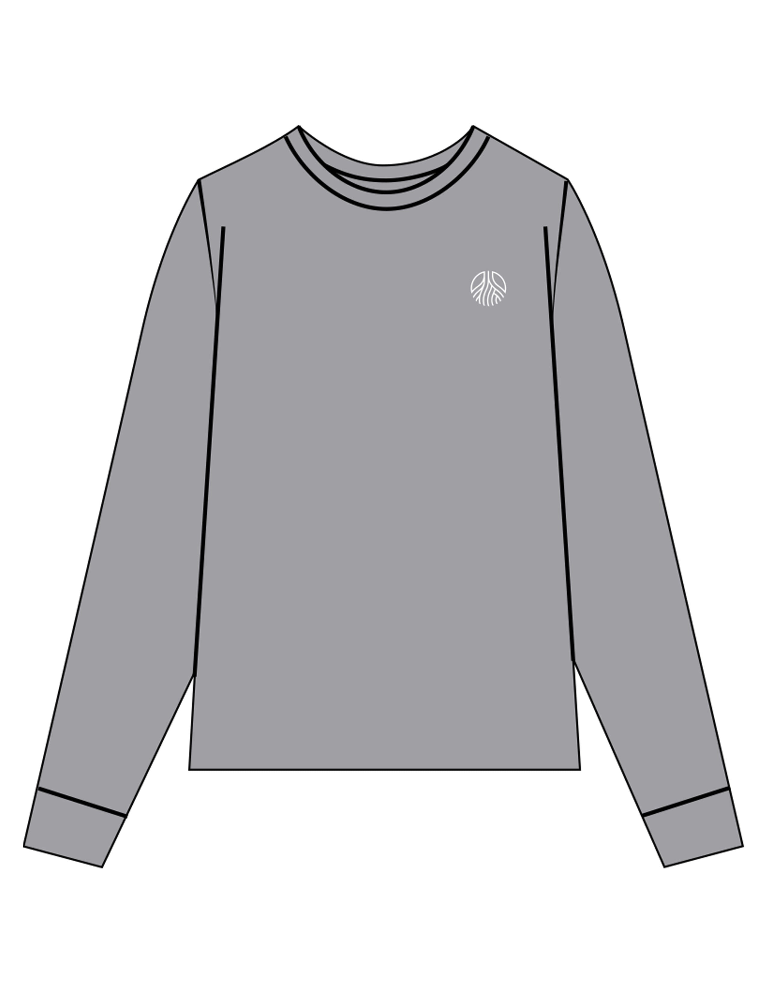 The Mens Long Sleeve - Heather - Sultivate - Left Chest Icon & Back Shoulder - Printed - White