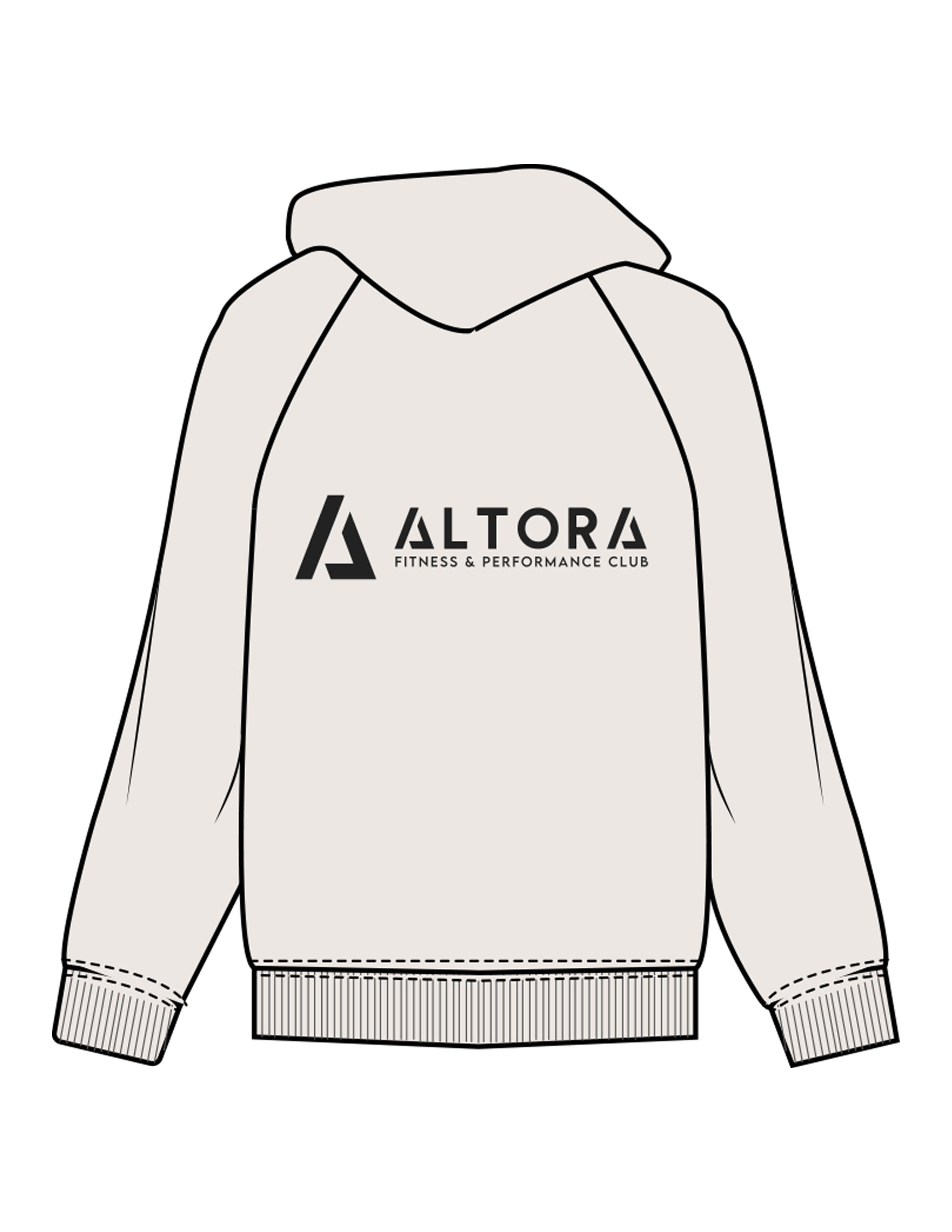 The Mens Hoodie - Bone - ALTORA - Left Chest Icon & Center Back - Printed - Charcoal