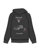 The Womens Hoodie - Washed Black - Platinum Pilates  - Left Chest Stacked & Full Back - Printed - Full Color
