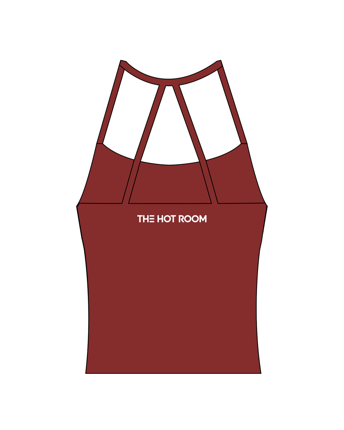 The Womens Sporty Tank - Red - The Hot Room - Back Center - Printed - White