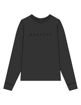 The Womens Heavyweight Long Sleeve - Washed Black - MegaCorps - Center Chest & Back Stacked - Printed - Black