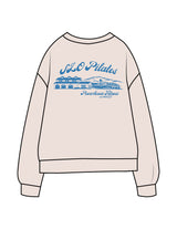 The Midweight Unisex Crewneck - Washed Ivory - Powerhouse Fitness - Left Chest Embroidered - Tone on Tone - Back Stacked "PILATES" Printed - Teal