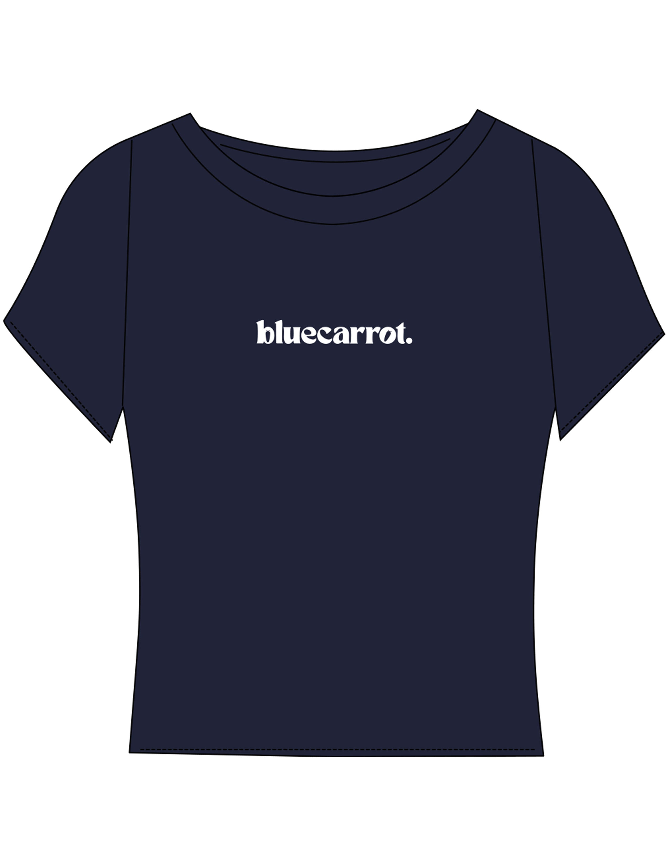 The Sporty Crop Short Sleeve - Navy - BlueCarrot - Center Chest - Printed - White