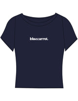 The Sporty Crop Short Sleeve - Navy - BlueCarrot - Center Chest - Printed - White