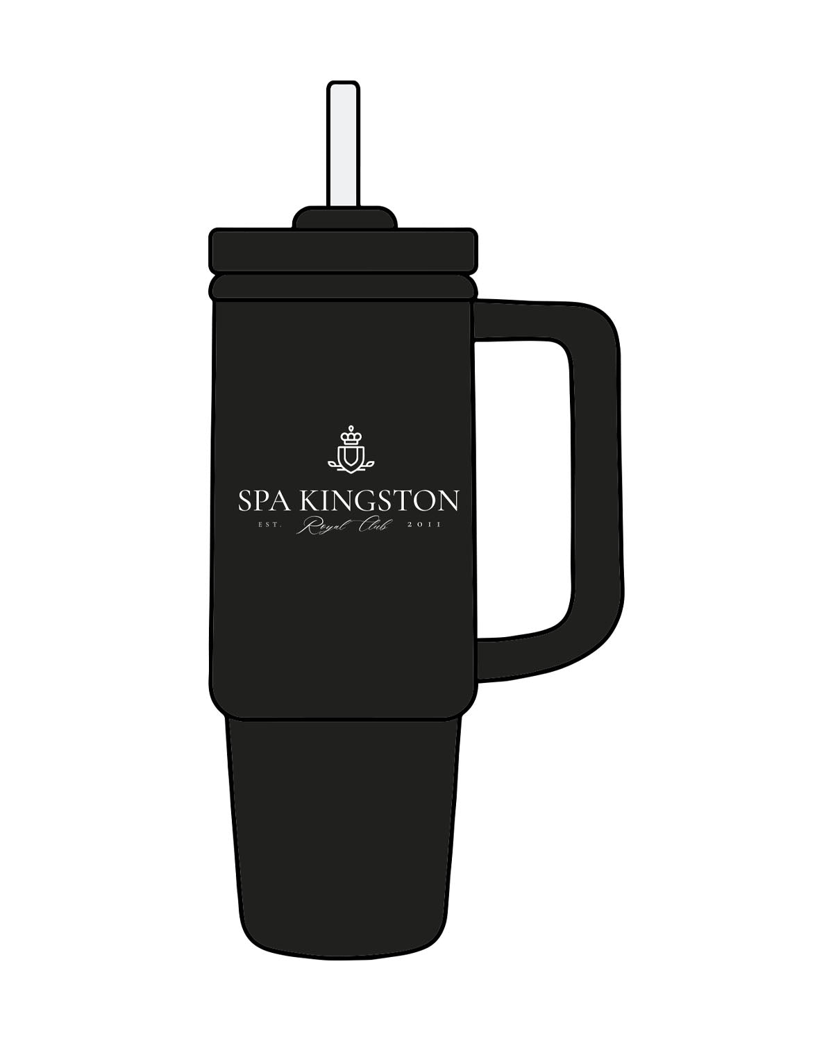 The Tumbler Cup - Black - Spa Kingston - Center Body - Printed - White