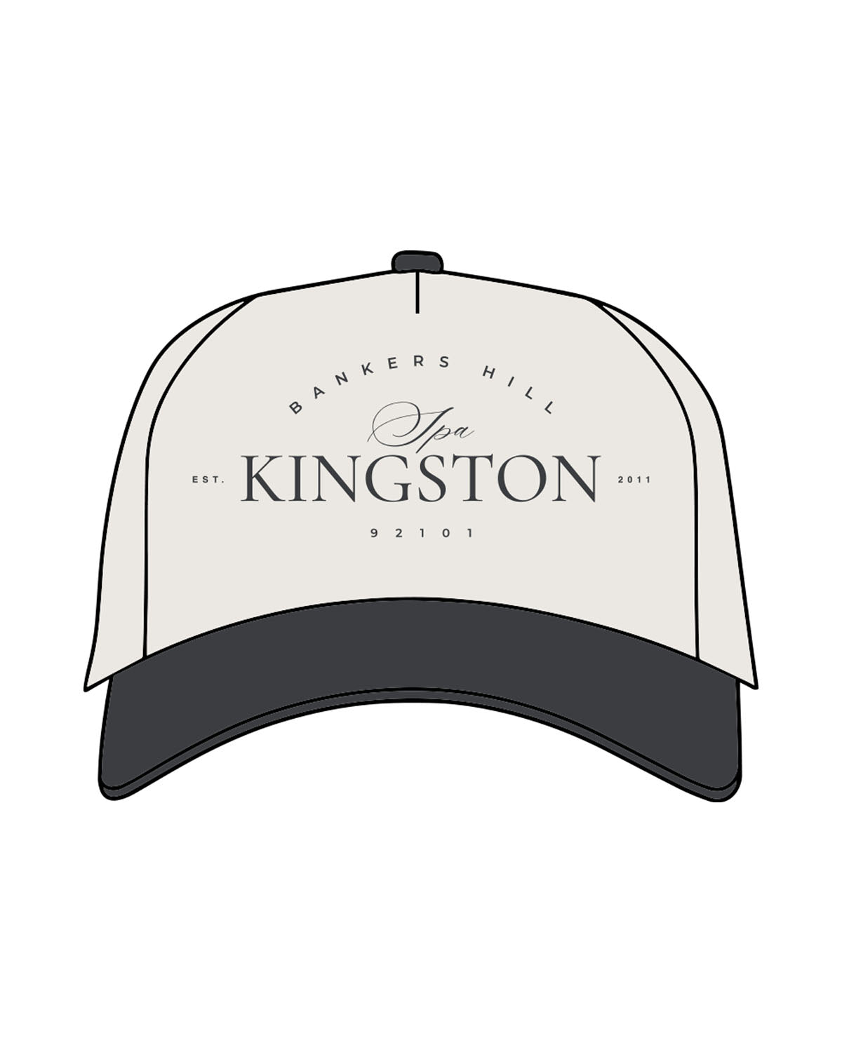 The Canvas Cap - Natural / Coal - Spa Kingston - Arc Crown Stacked & Back Panel - Embroidered - Coal