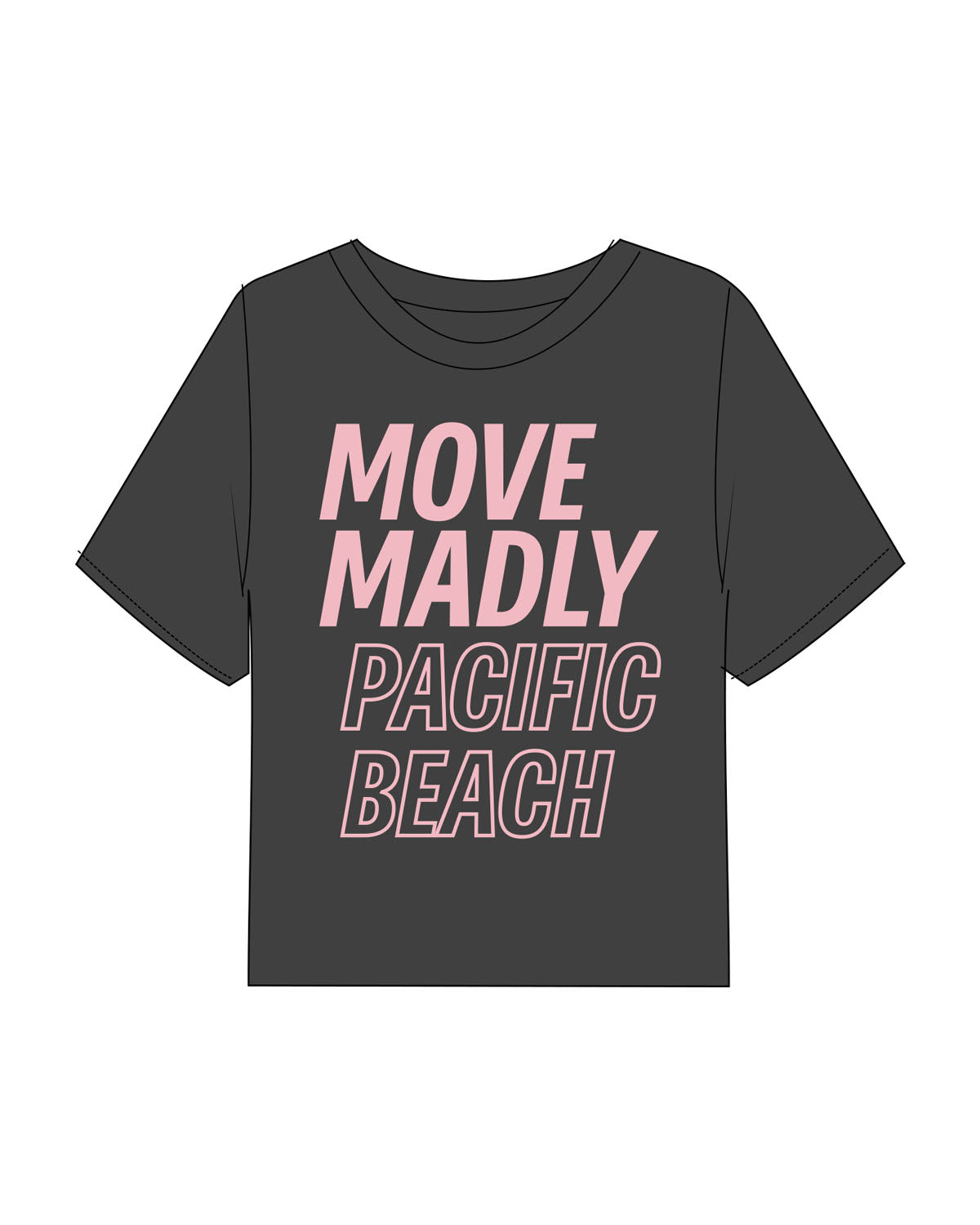 The Boxy Crop Tee - Charcoal - Move Madly - Center Chest - Printed - Pink