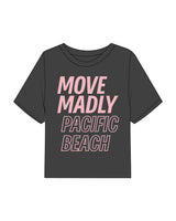 The Boxy Crop Tee - Charcoal - Move Madly - Center Chest - Printed - Pink