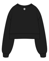 The Womens Heavyweight Crop - Black - Krista - Center Chest Stacked & Back Neckline - Printed - White