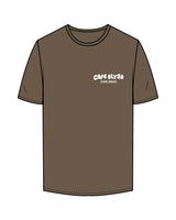 The Mens Tee - Walnut - Cafe Elysa - Left Chest & Center Back - White