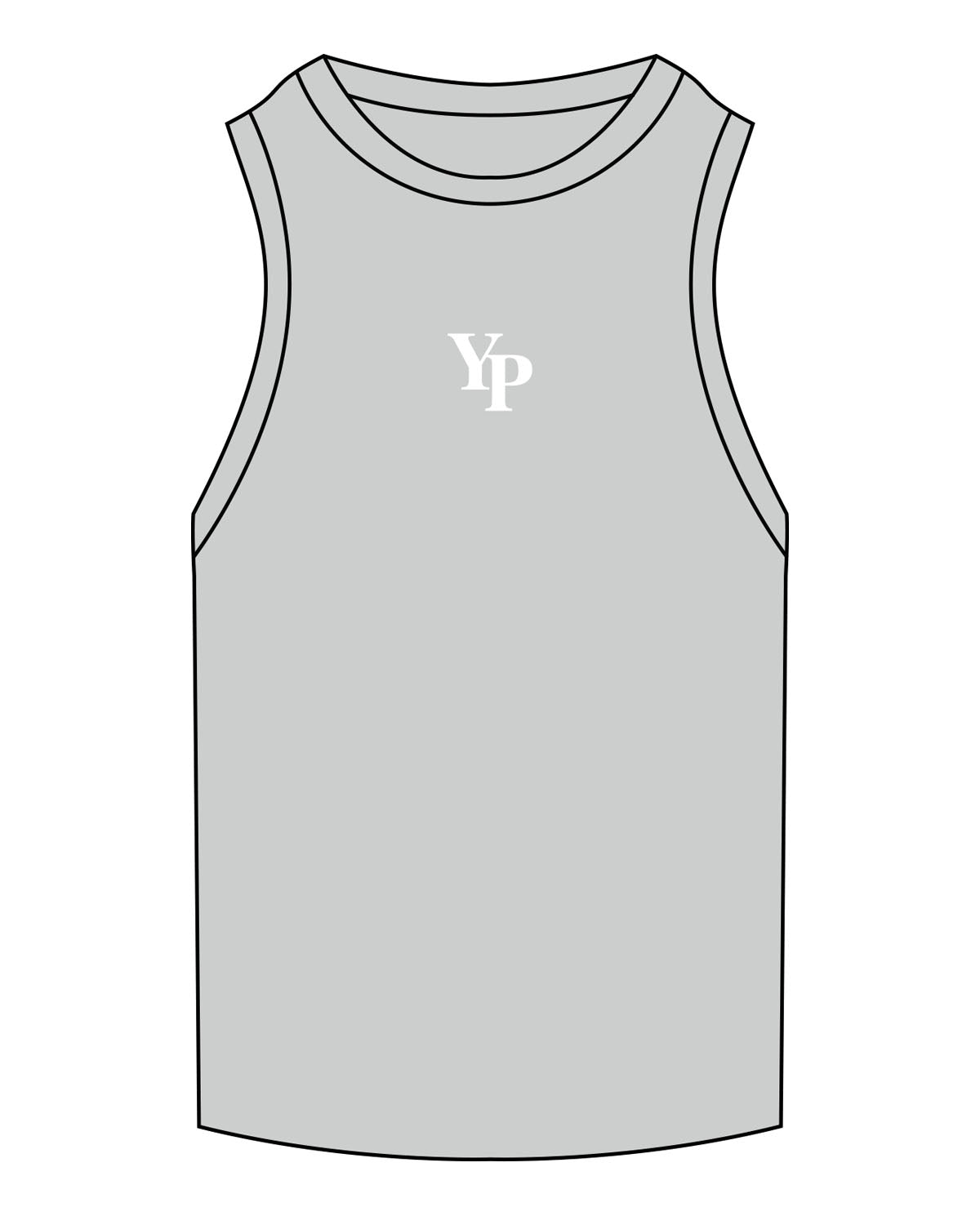 The Ribbed Full Length Tank - Storm - YP - Center Chest - Initials - Embroidered - White