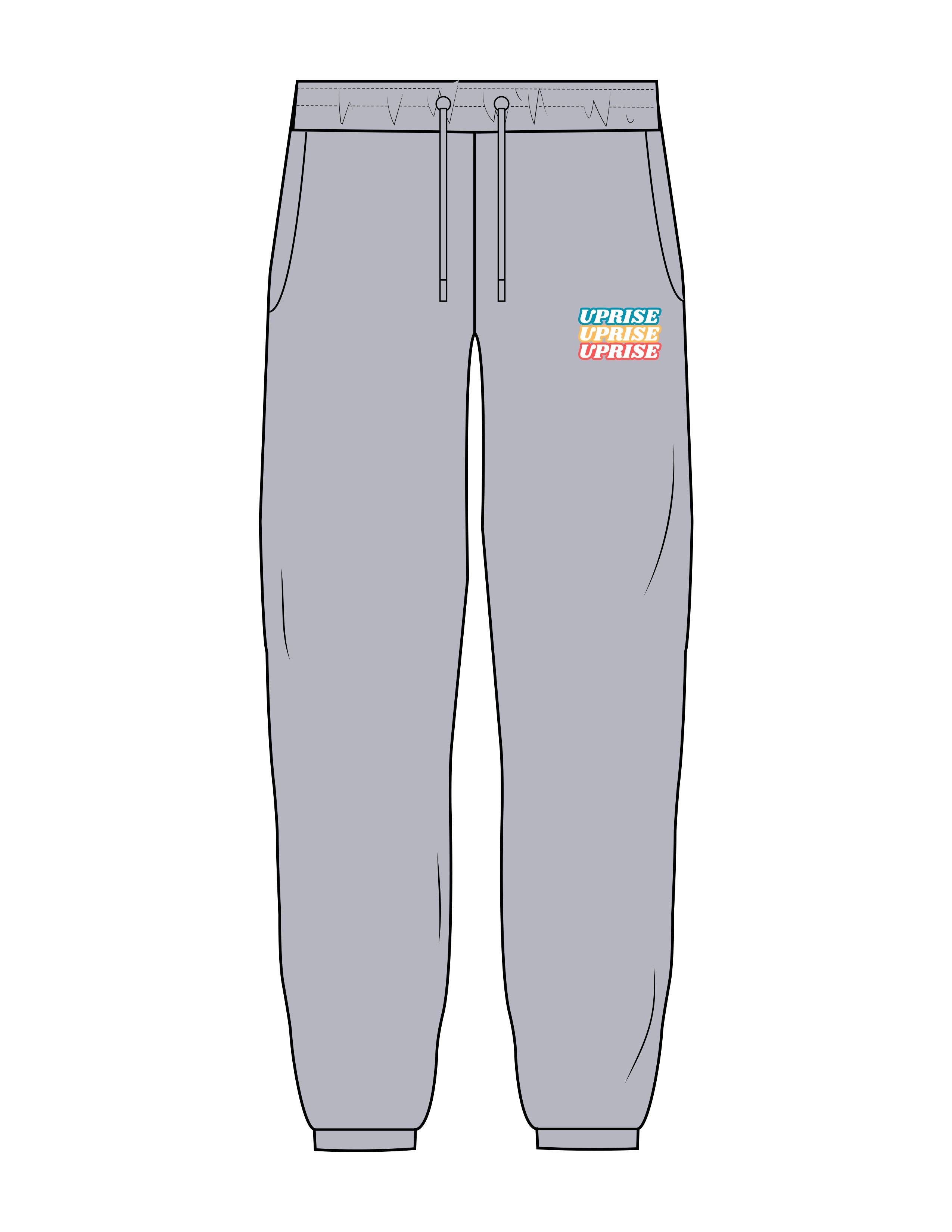 The Cargo Jogger - Heather - Uprise Hot Yoga - Left Leg Stacked - Printed - Full Color