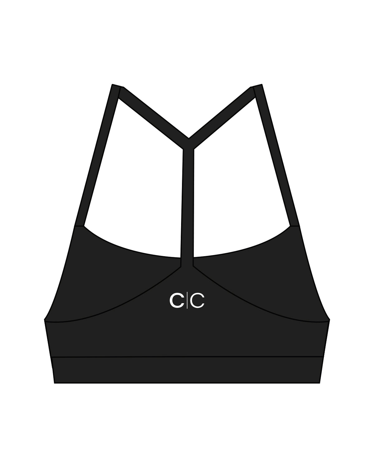 The Basic Bra - Black - Core Collective - Center Chest & Back - White