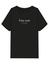 The Mens Heavyweight Tee - Black - Fine Core Pilates - Center Chest Stacked - Printed - White