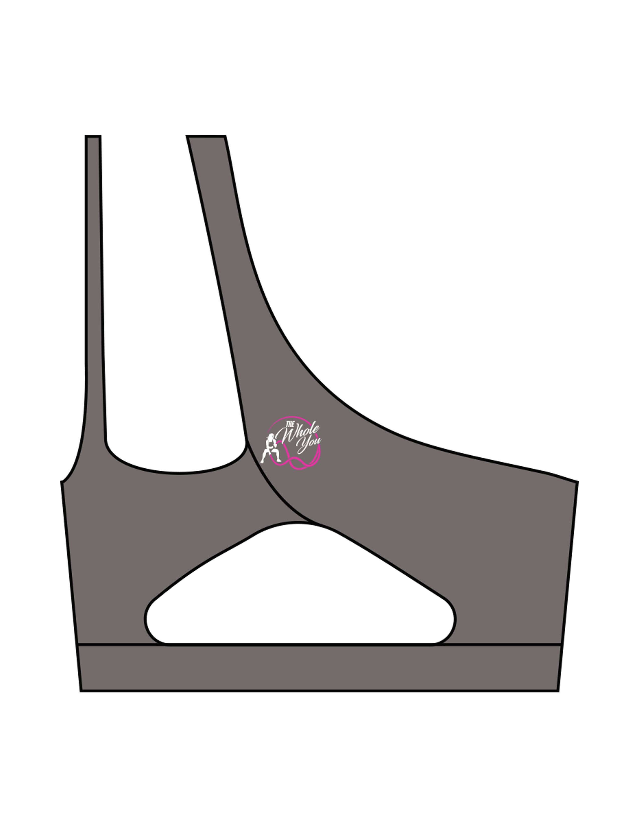 The One Shoulder Bra - Gray - The Whole You Wellness - Center Back - Printed - Full Color