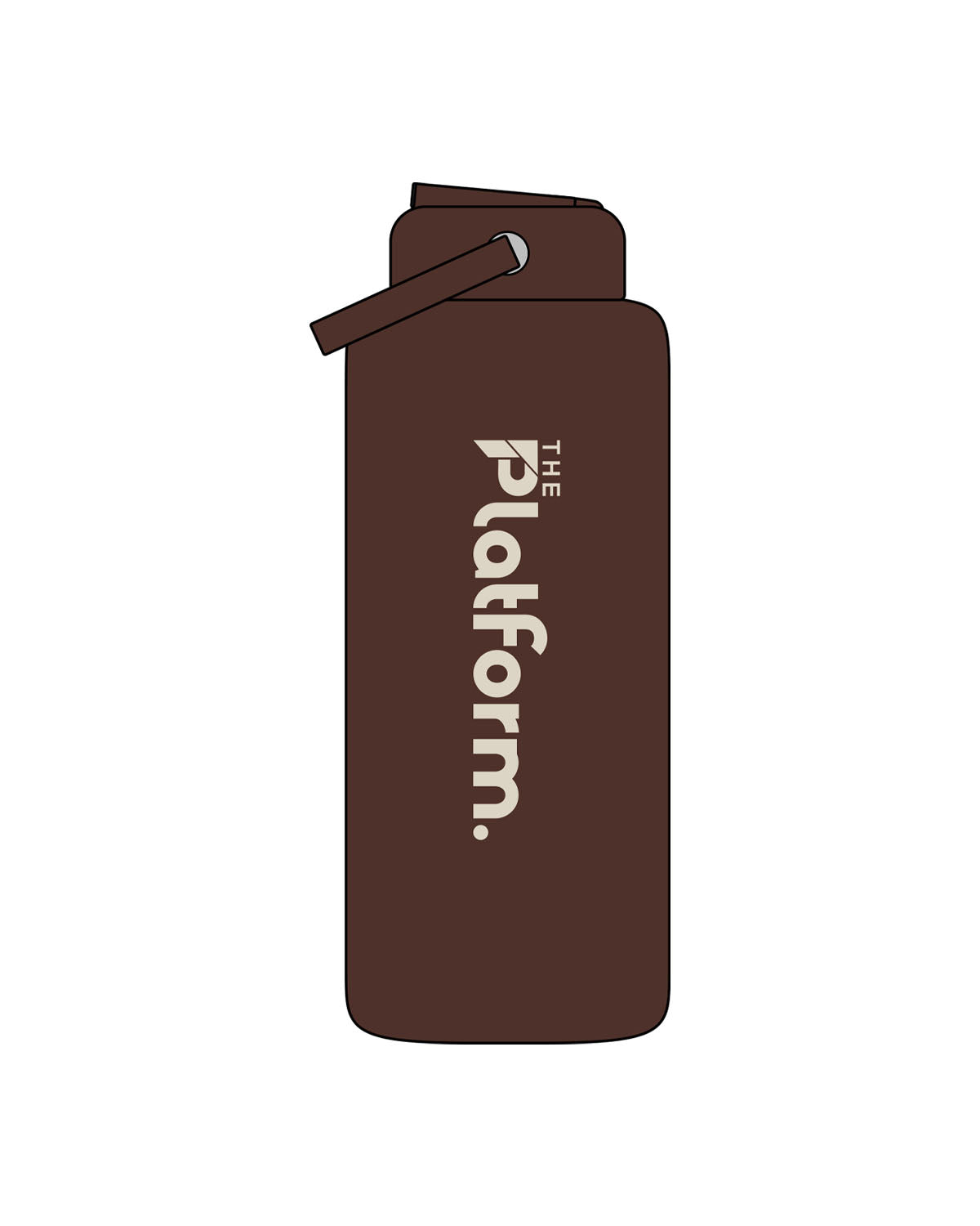 The Wide Mouth Water Bottle - Coffee - The Platform Studio - Center Body - Printed - Off White