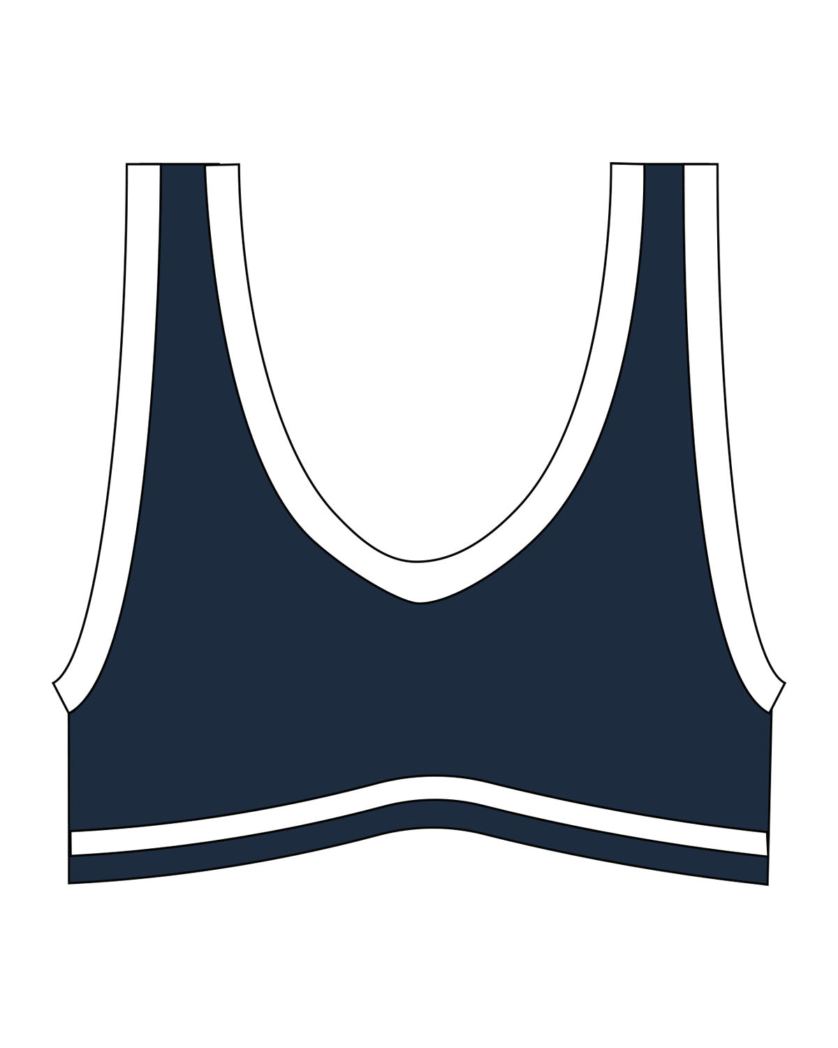The Piped Bra - Navy - Local Lagree - Center Back - Printed - White