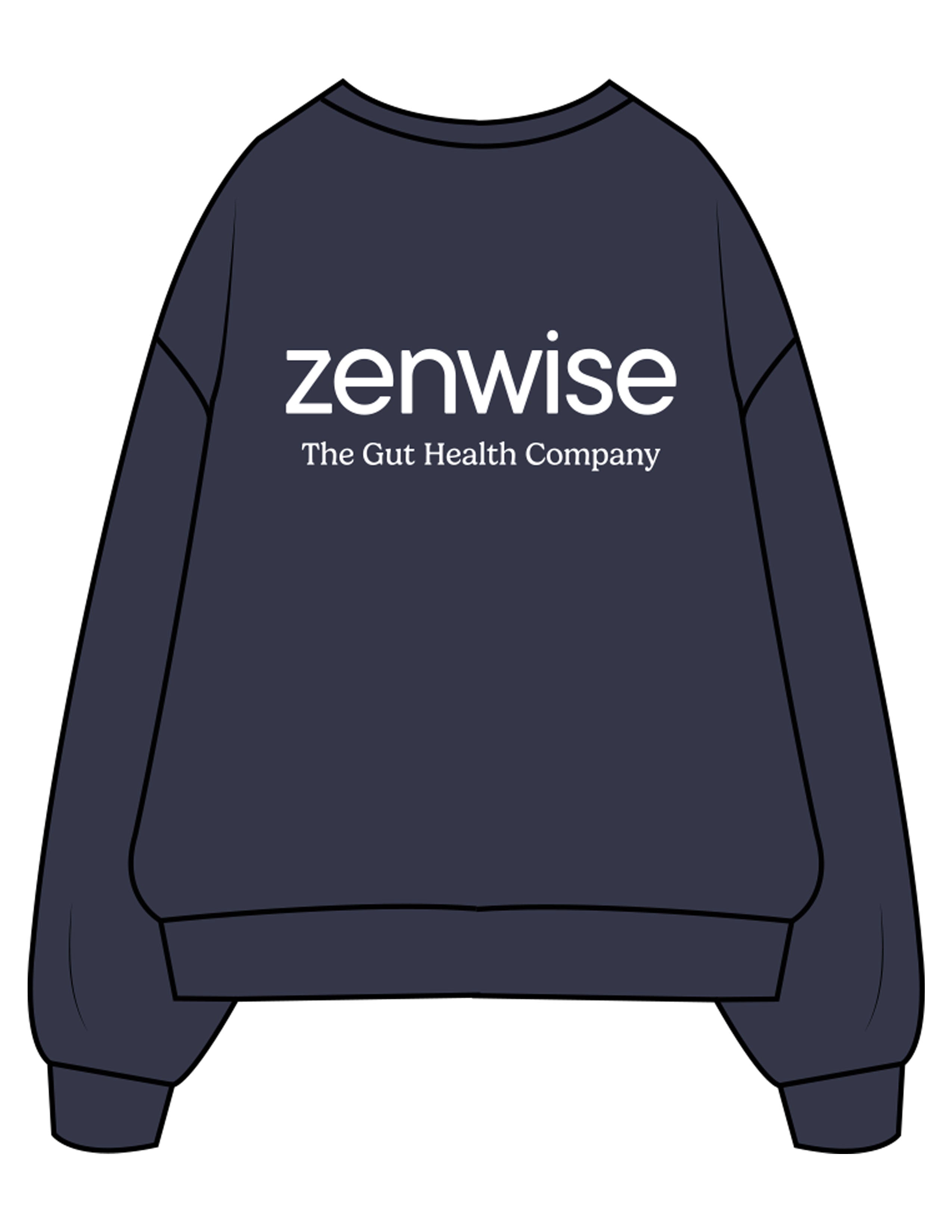 The Mens Classic Crewneck - Navy - Zenwise - Left Chest & Back Stacked - Printed - White