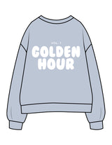 The Mens Crewneck - Powder - Golden Hour - Left Chest & Back Stacked - Printed - White