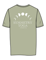 The Womens Tee - Pistachio - Symmetry Yoga - Left Chest & Back Stacked - Printed - White