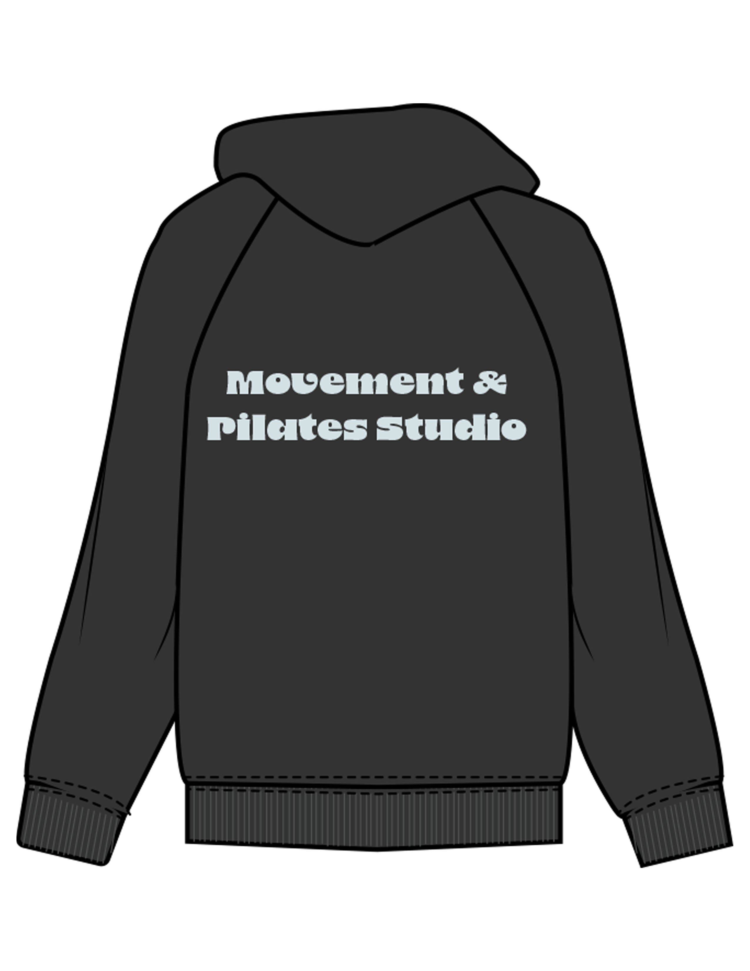 The Mens Hoodie - Washed Black - Movement With Chels - Left Chest & Back Stacked - Printed - Light Blue