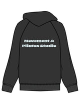 The Mens Hoodie - Washed Black - Movement With Chels - Left Chest & Back Stacked - Printed - Light Blue