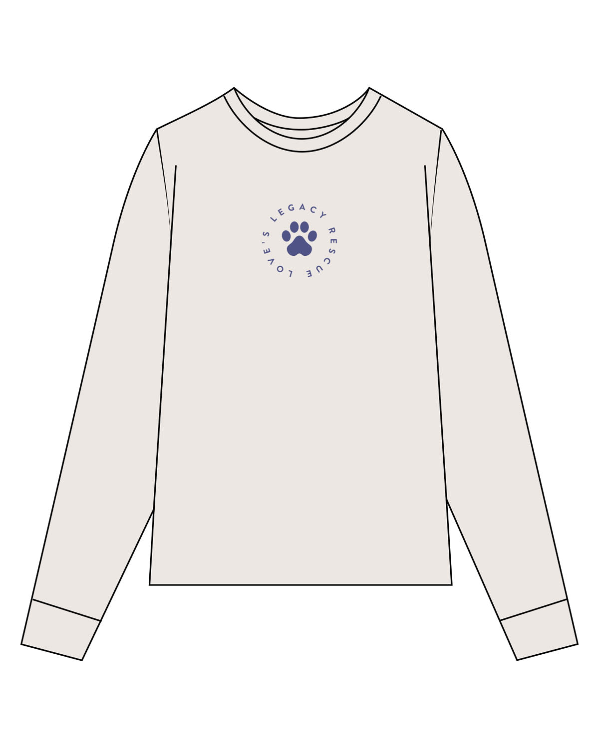 The Mens Long Sleeve - Bone - LLR- Chest Round - Printed - Gray Blue