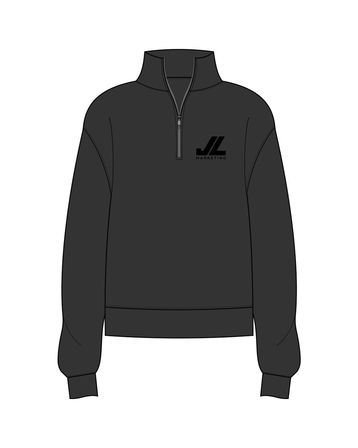 The Womens 1/4 Zip - Washed Black - JL Marketing - Left Chest - Printed - Black