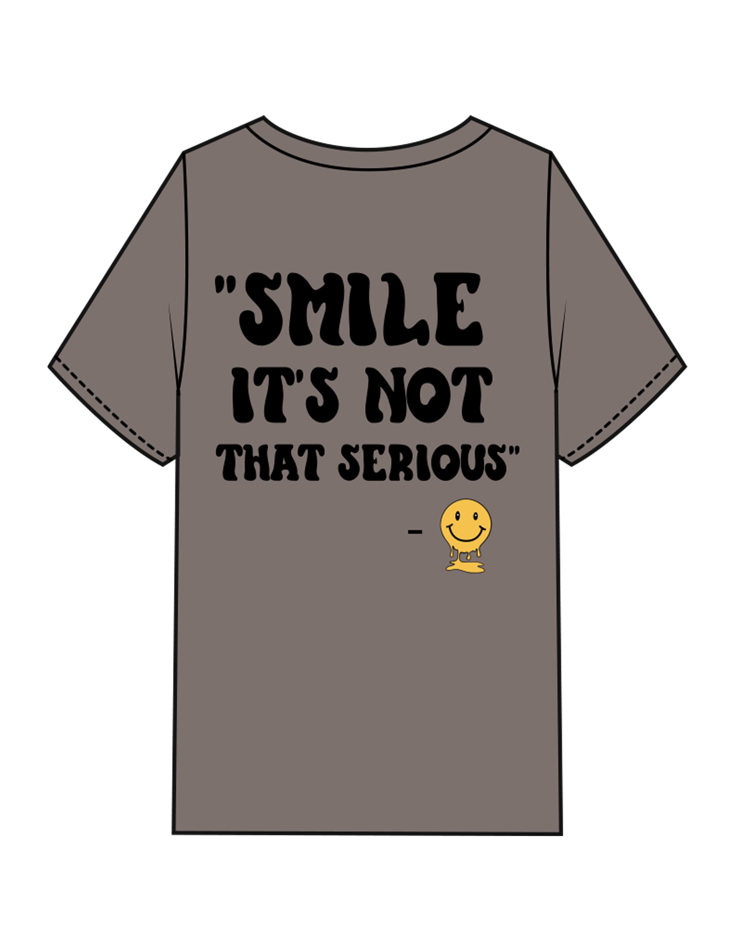 The Mens Heavyweight Tee - Grey Stone - Try Smile Collective - Left Chest & Back Stacked "SMILE" - Printed - Full Color