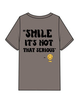 The Mens Heavyweight Tee - Grey Stone - Try Smile Collective - Left Chest & Back Stacked "SMILE" - Printed - Full Color