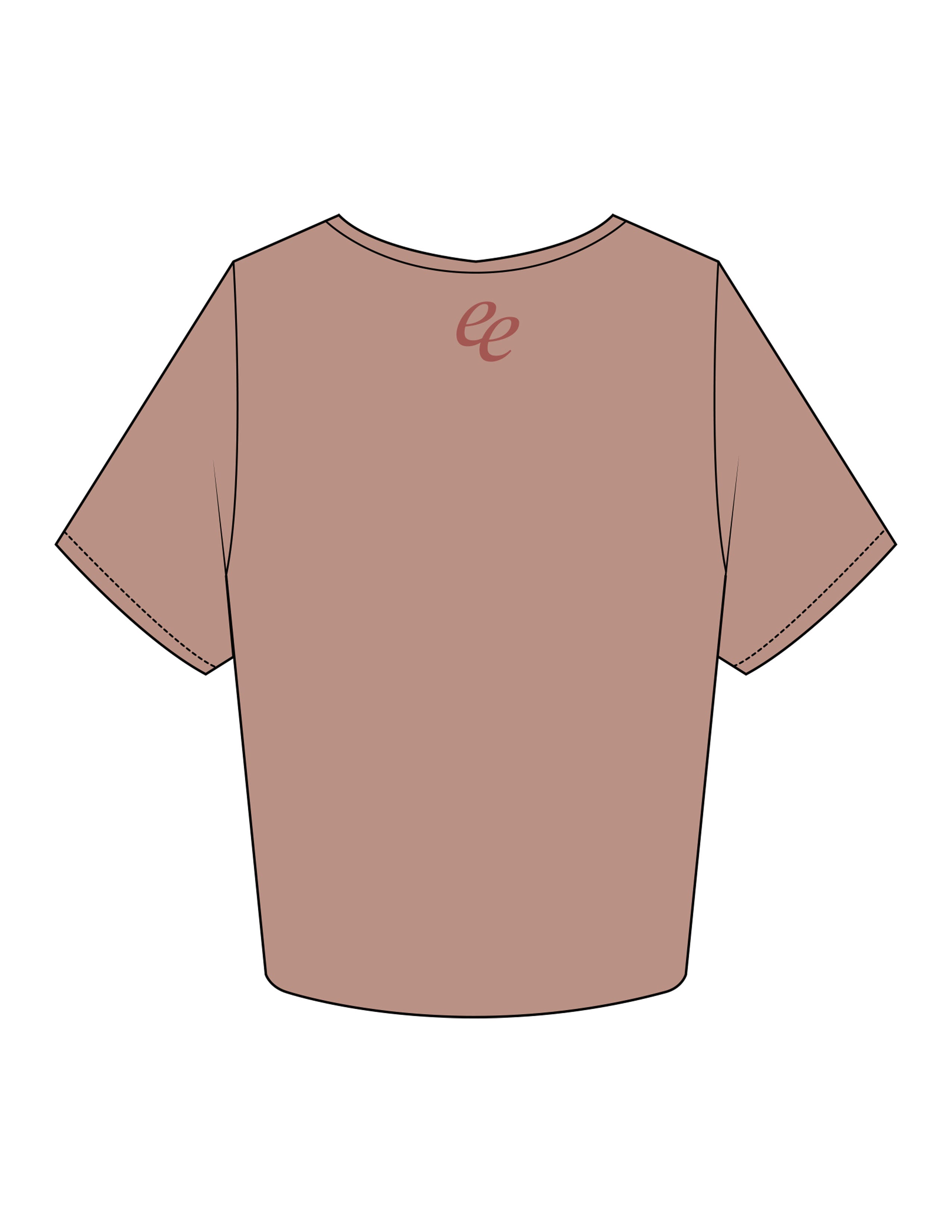 The Crop Tee - Clay - Erabelle - Center Chest Stacked & Back Neckline - Printed - Full Color