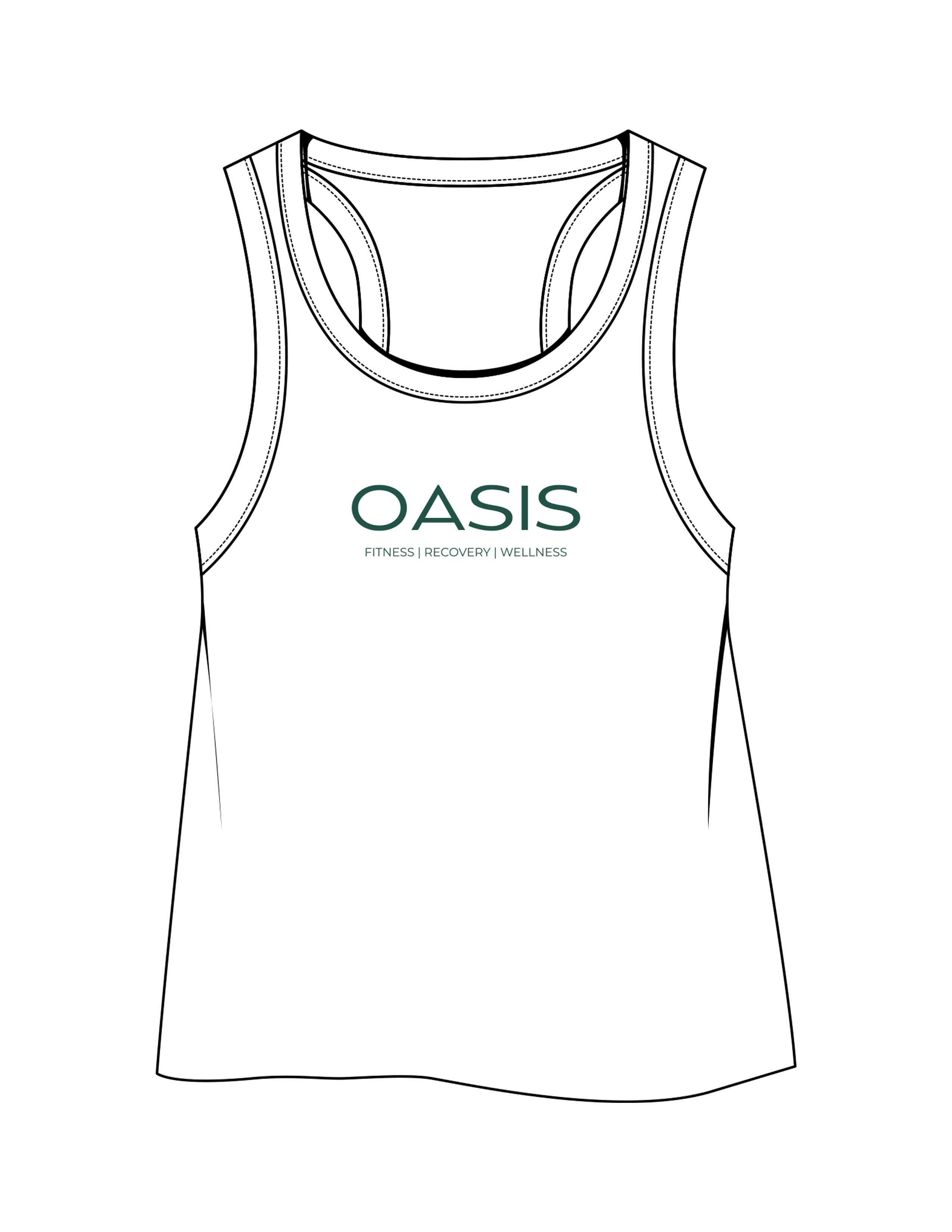 The Crop Tank - White - OCWC - Center Chest Stacked - Printed - Leaf